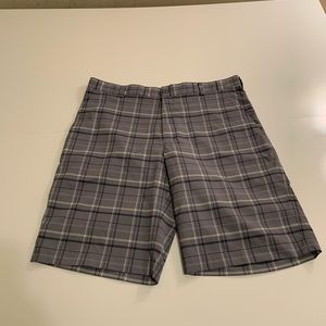 Nike dri fit golf shorts gray plaid size 36 waist